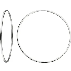Paar Creolen 73,8mm Ohrringe, rund, 925 Silber rhodiniert, Ohrschmuck