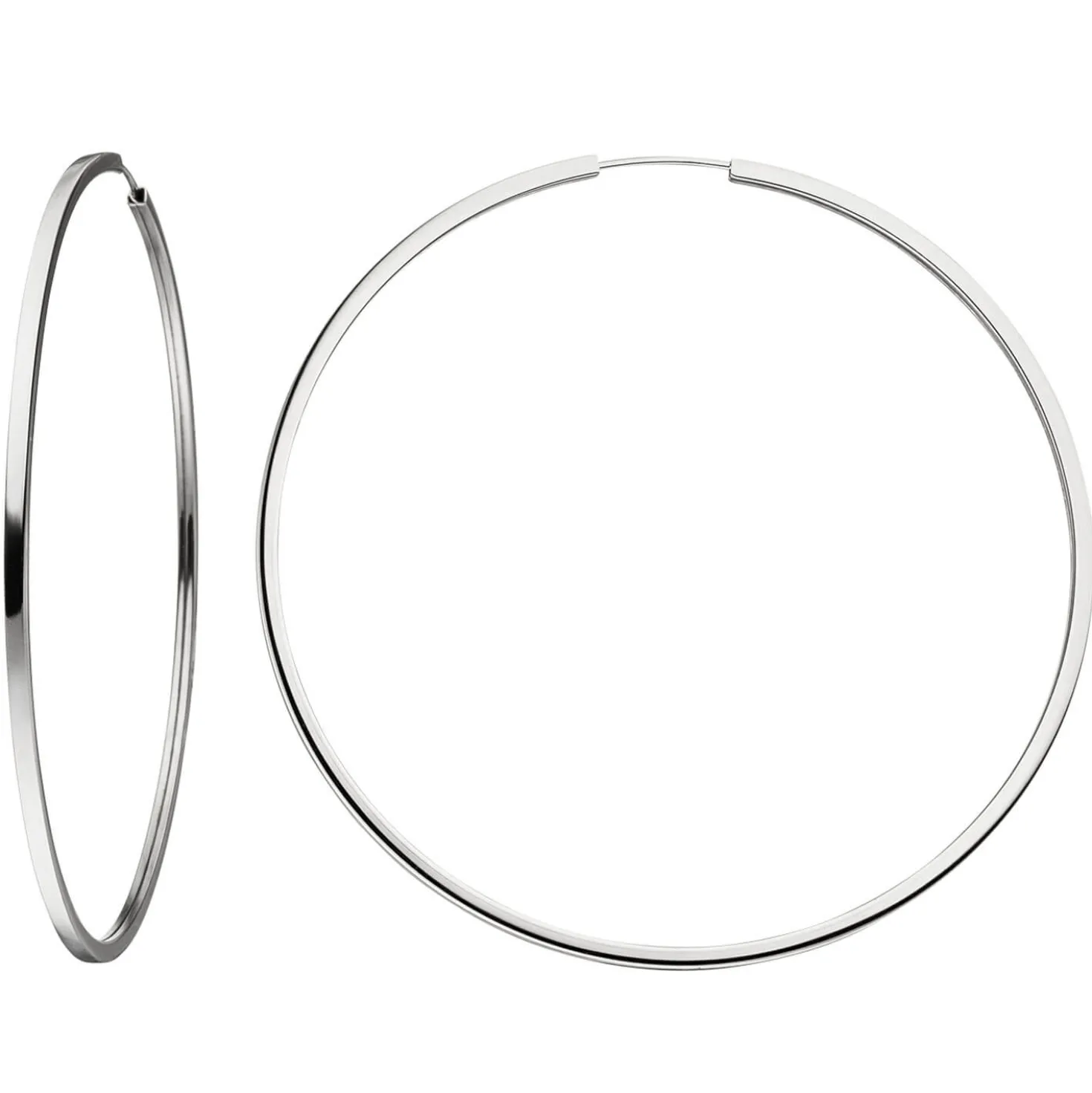 Paar Creolen 73,8mm Ohrringe, rund, 925 Silber rhodiniert, Ohrschmuck