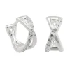 Paar Creolen Ohrringe 11x6mm überkreuzt mit Zirkonia aus 925 Silber