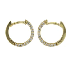 Paar Creolen Ohrringe 13x2mm seitlich mit Zirkonia 9Kt 375 Gold Gelbgold