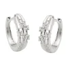 Paar Creolen Ohrringe 15x13x5mm mit weißen Zirkonia oval 925 Silber