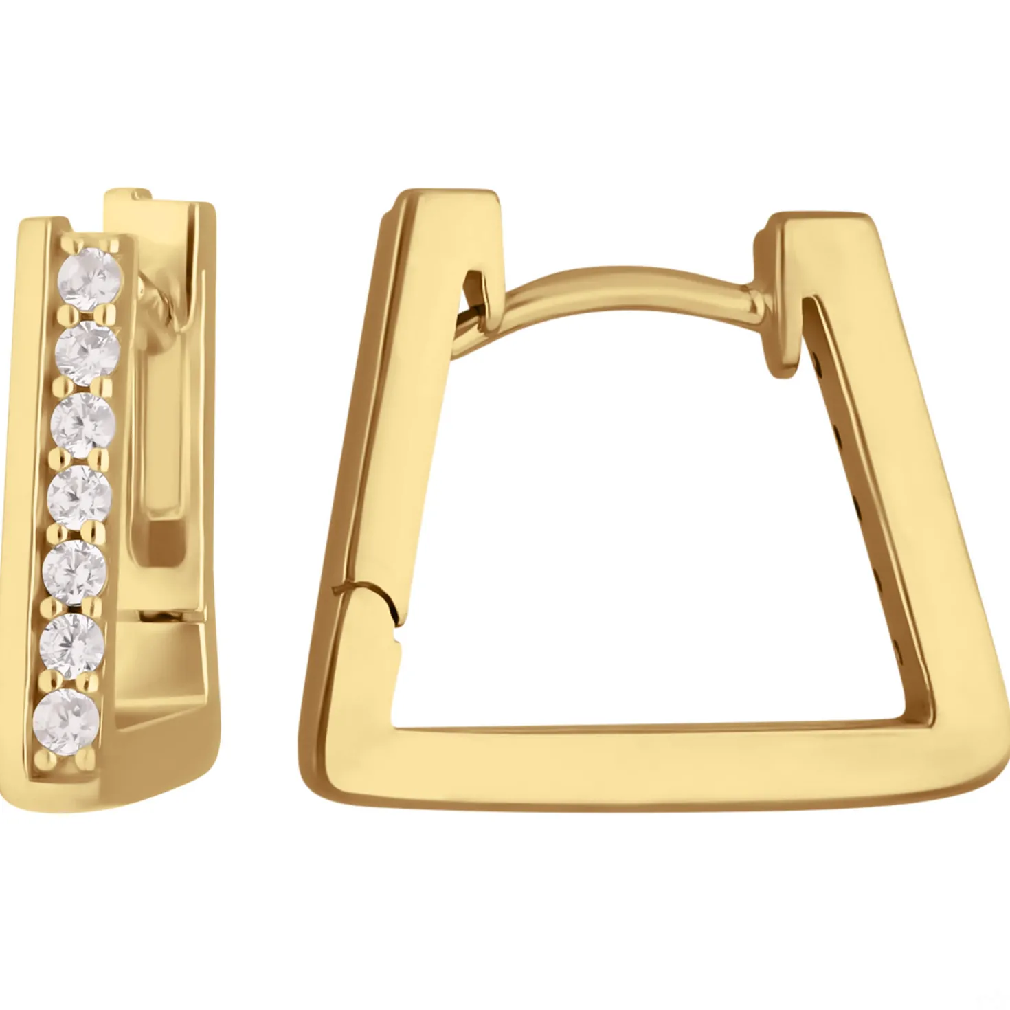 Paar Creolen Trapez mit Zirkonia aus 925 Silber gelb vergoldet 14,6x2,6mm