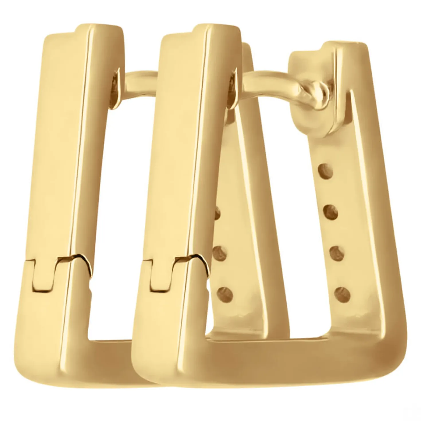 Paar Creolen Trapez mit Zirkonia aus 925 Silber gelb vergoldet 14,6x2,6mm