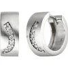 Paar Creolen 14,7x6,4mm aus 925 Silber matt 12 Zirkonia weiß Ohrringe Ohrschmuck
