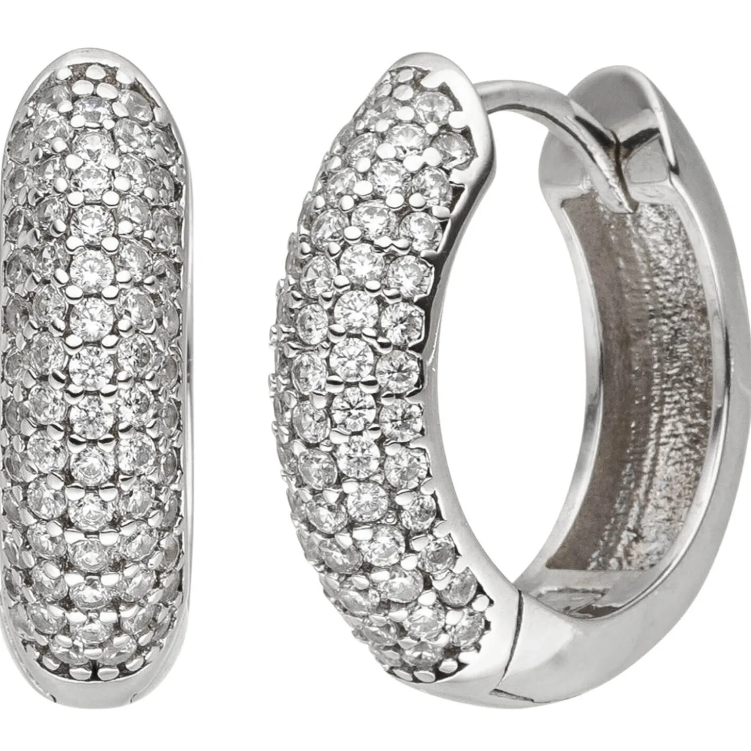 Paar Creolen 17,7x4,8mm aus 925 Silber mit 130 Zirkonia Ohrringe Ohrschmuck