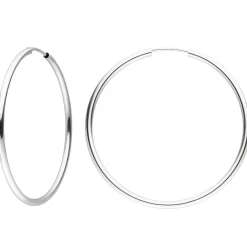 Paar Creolen 39,2x1,7mm aus 925 Silber Ohrringe rund glänzend rhodiniert Damen