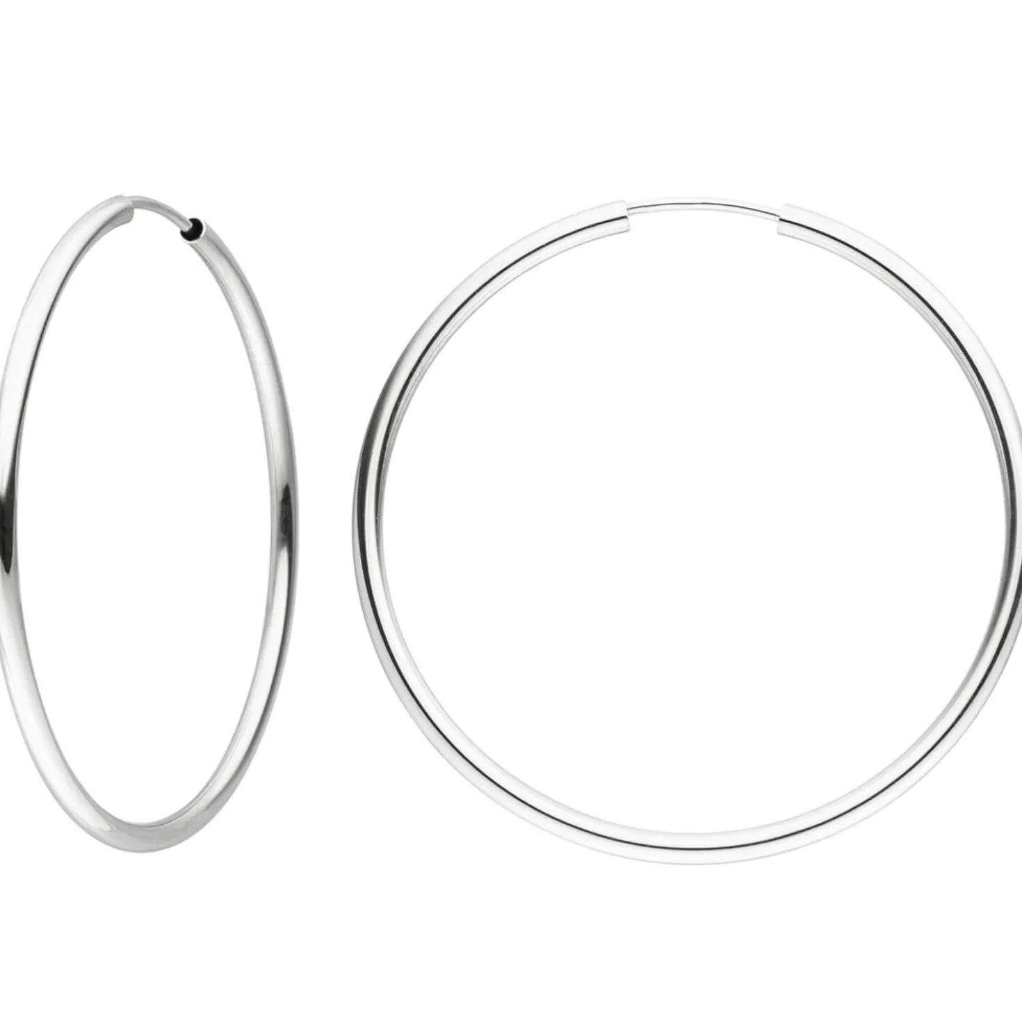 Paar Creolen 39,2x1,7mm aus 925 Silber Ohrringe rund glänzend rhodiniert Damen