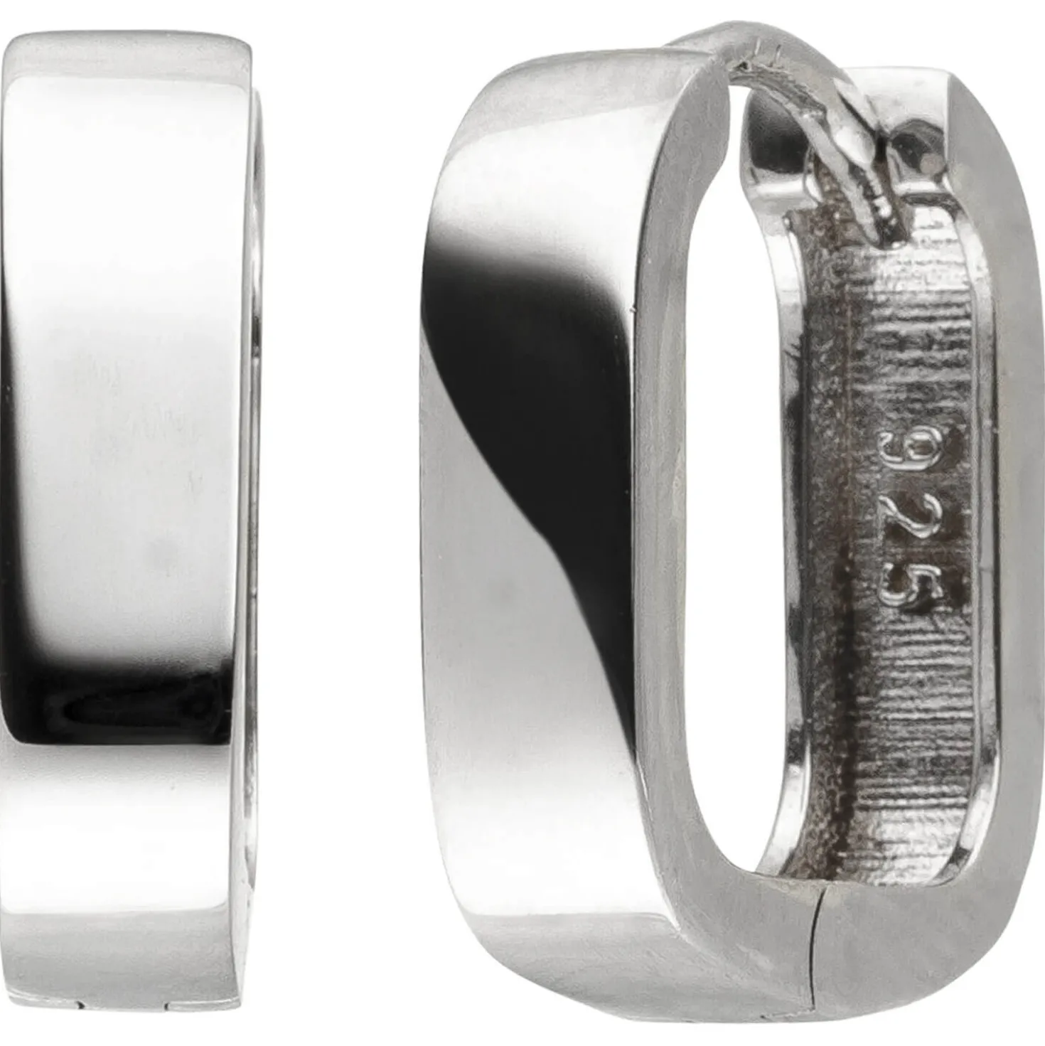 Paar Creolen 14,8x3,7mm aus 925 Silber rhodiniert glänzend Ohrringe Ohrschmuck