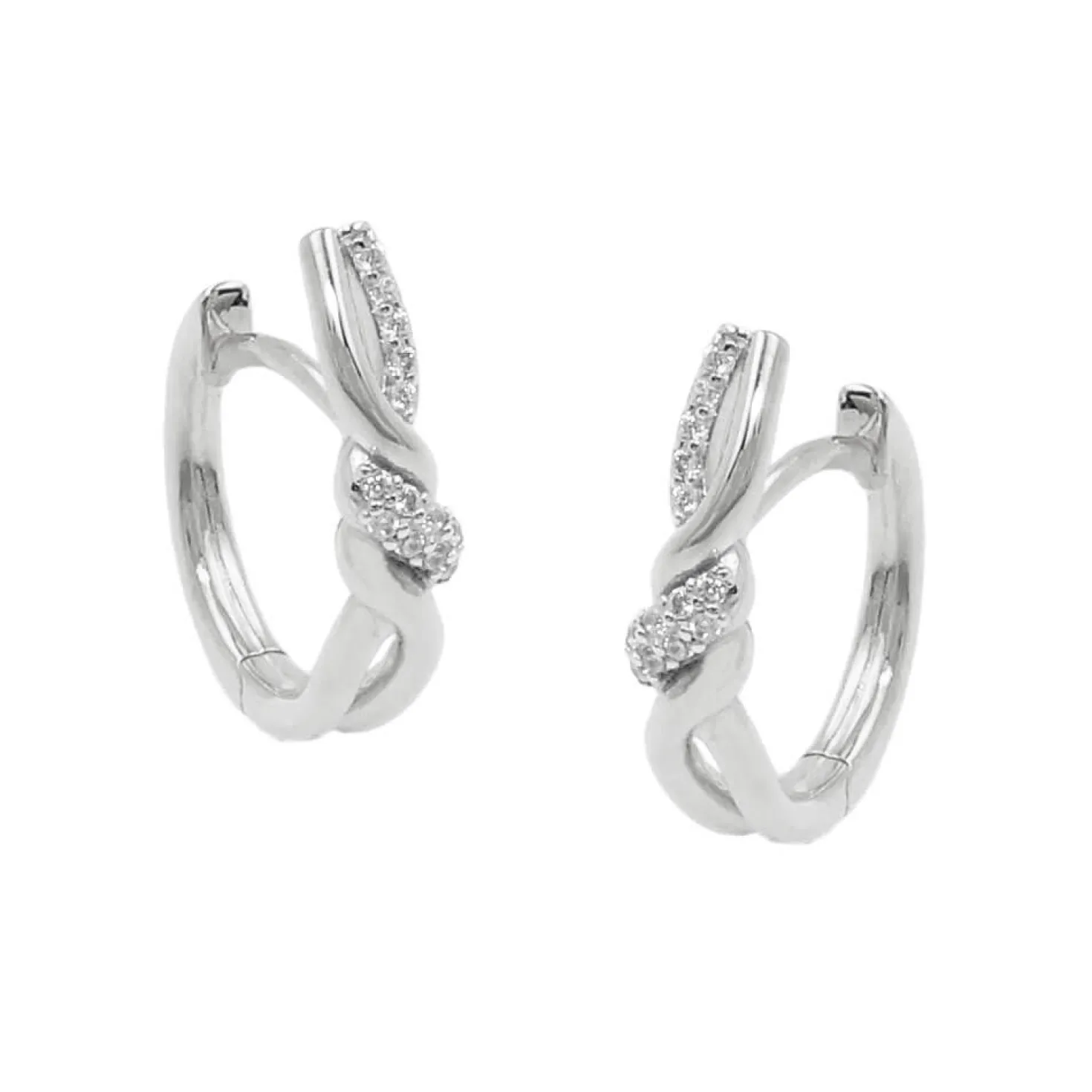 Paar Creolen 17x4mm überkreuzt mit Zirkonia 925 Silber glänzend