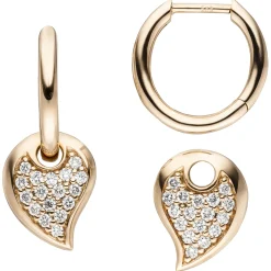 Paar Creolen 8,1x18,6mm 34 Brillanten Blättchen Tropfen 585 Rotgold 2-teilig