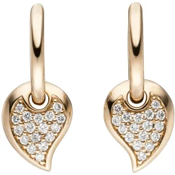 Paar Creolen 8,1x18,6mm 34 Brillanten Blättchen Tropfen 585 Rotgold 2-teilig