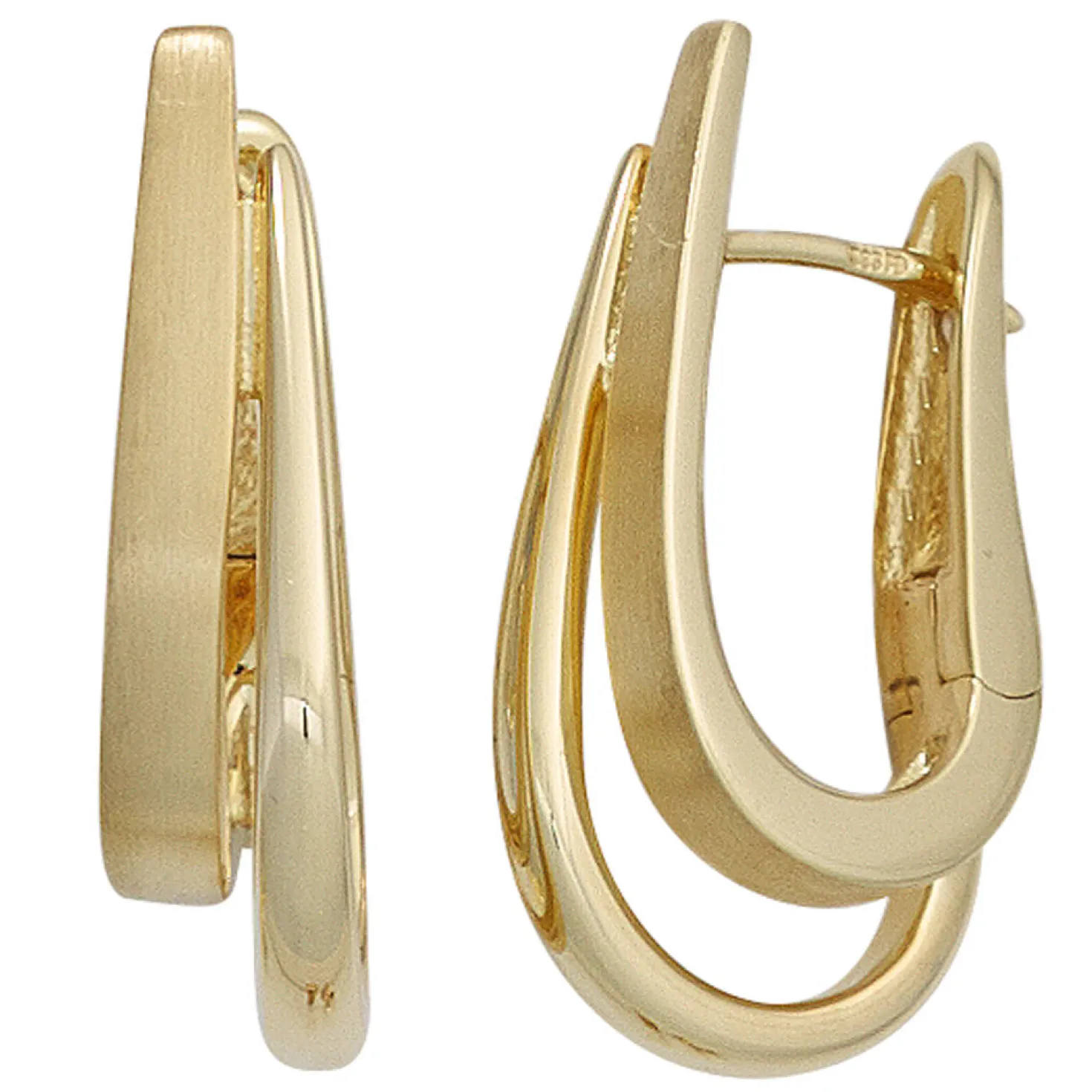 Paar Creolen 5,3x22,2mm Klappcreolen Ohrringe aus 585 Gold Gelbgold