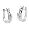 Paar Creolen 17x5mm mit Zirkonia aus 925 Silber matt-rhodiniert glänzend