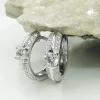 Paar Creolen 15x4mm mit Zirkonia aus 925 Silber rhodiniert glänzend