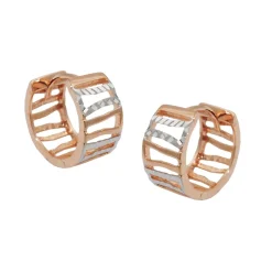 Paar Creolen 12x6mm Ohrringe Klappcreole Streben 375 Gold Rotgold bicolor Damen