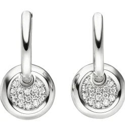 Paar Creolen 9,7x19,4mm Ohrringe mit 30 Brillanten 0.22Ct W/SI 585 Gold Weißgold