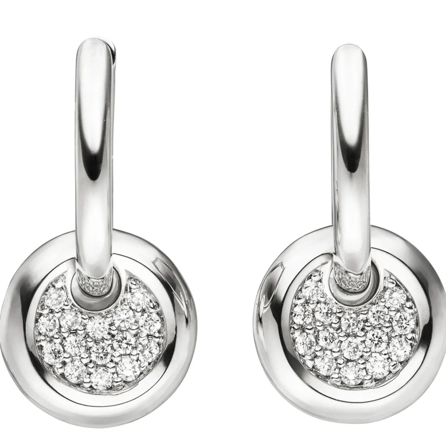 Paar Creolen 9,7x19,4mm Ohrringe mit 30 Brillanten 0.22Ct W/SI 585 Gold Weißgold