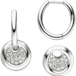 Paar Creolen 9,7x19,4mm Ohrringe mit 30 Brillanten 0.22Ct W/SI 585 Gold Weißgold
