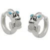 Paar Creolen 12x2mm Ohrringe Ohrschmuck Hund hellblau 925 Silber für Kinder