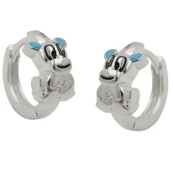 Paar Creolen 12x2mm Ohrringe Ohrschmuck Hund hellblau 925 Silber für Kinder