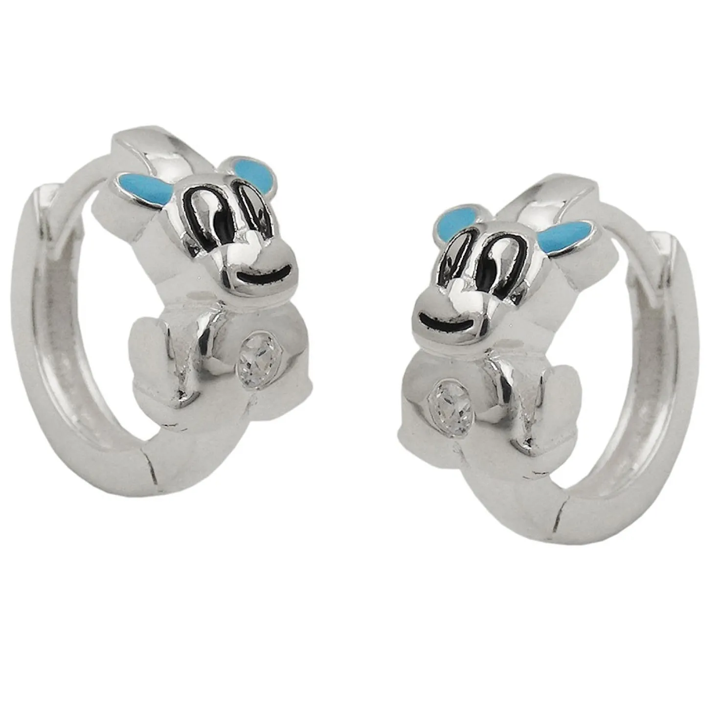 Paar Creolen 12x2mm Ohrringe Ohrschmuck Hund hellblau 925 Silber für Kinder