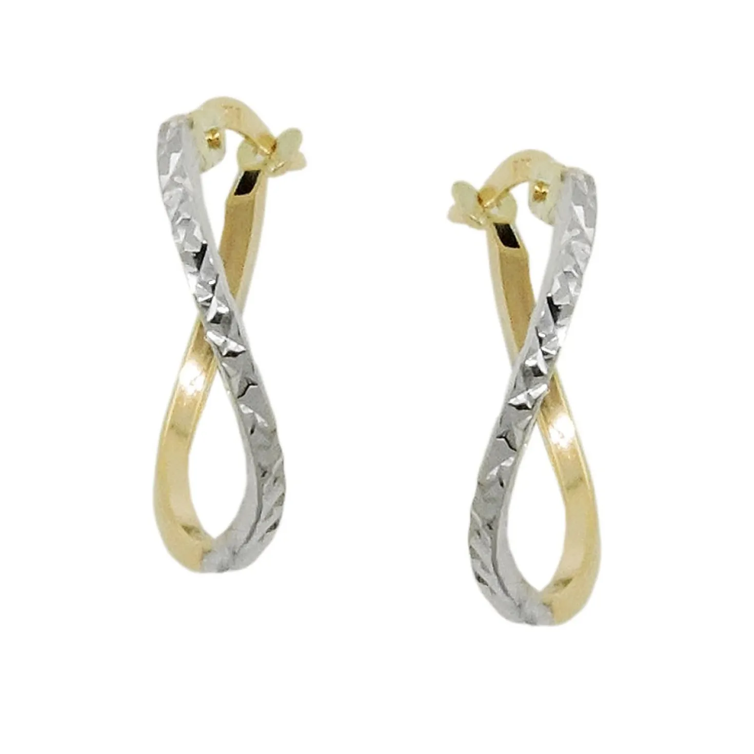 Paar Creolen 17x1mm Ohrringe oval 375 Gold Gelbgold rhodiniert bicolor Damen