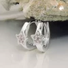 Paar -Creolen 12x2mm Ohrringe Sterne Sternchen mit pink Zirkonia 925 Silber