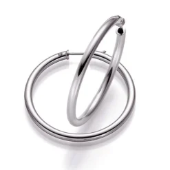Paar Creolen 36x3mm rund 585 Gold Weißgold, Ohrringe Ohrschmuck glänzend Damen