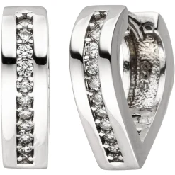 Paar Creolen 13,3x3,8mm spitz-oval 925 Silber 20 Zirkonia Ohrringe Ohrschmuck
