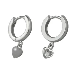 Paar Creolen 17x12x2mm kleine Herzen aus 925 Silber glänzend Kinder