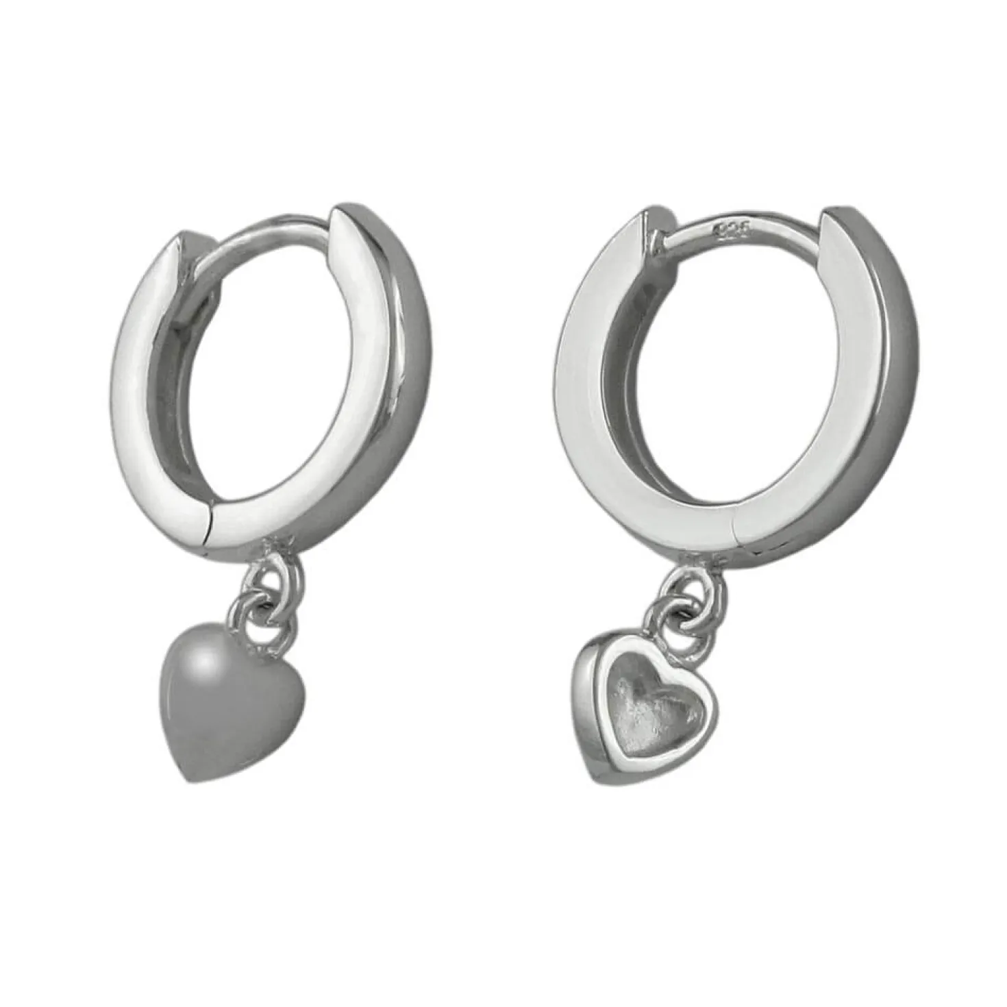 Paar Creolen 17x12x2mm kleine Herzen aus 925 Silber glänzend Kinder