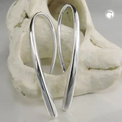 Paar Durchzieher Ohrhaken 33x2,5mm Tropfen aus 925 Silber glänzend