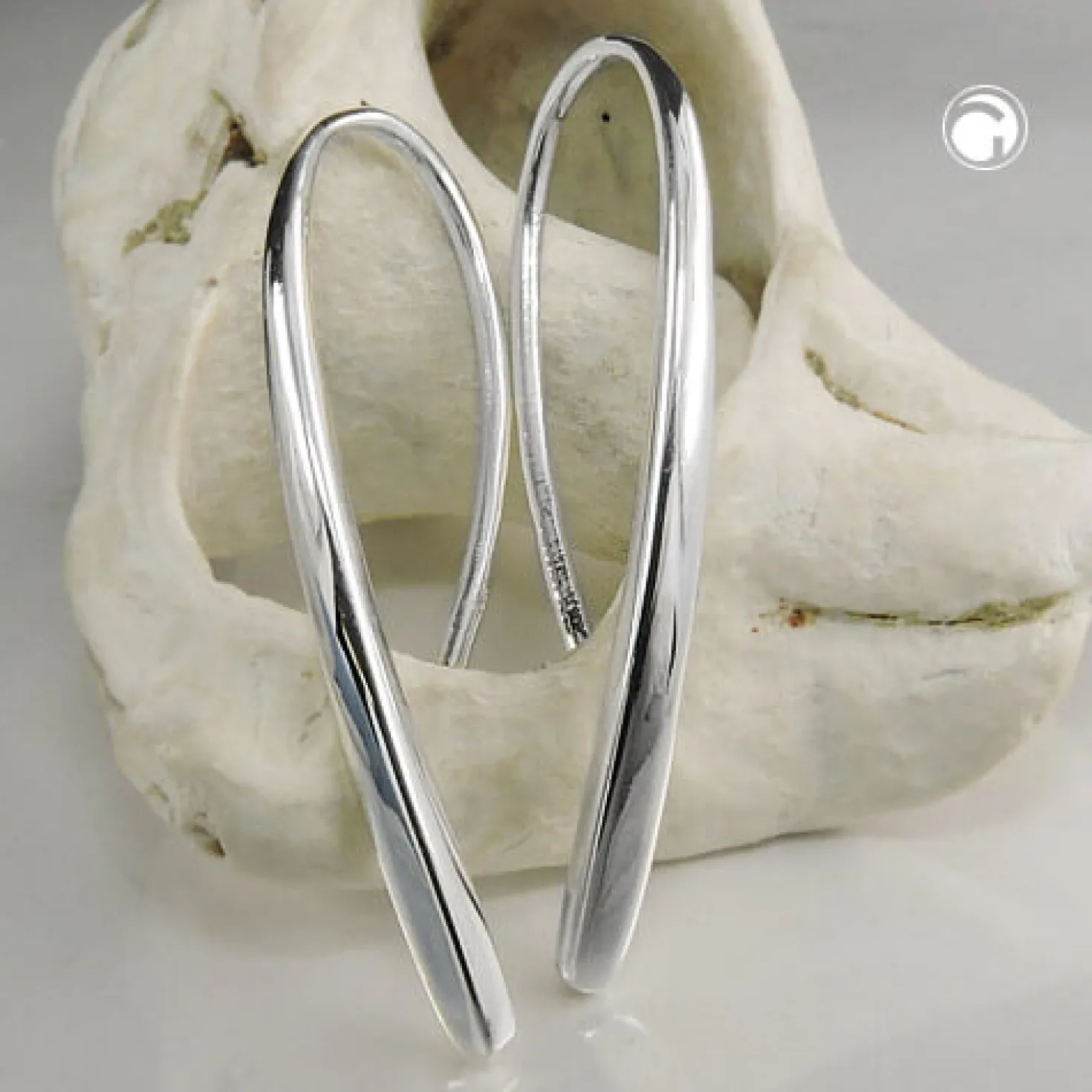 Paar Durchzieher Ohrhaken 33x2,5mm Tropfen aus 925 Silber glänzend