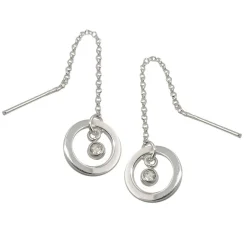 Paar Durchzieher Ohrhänger 65x11mm Ring mit Zirkonia 925 Silber Damen