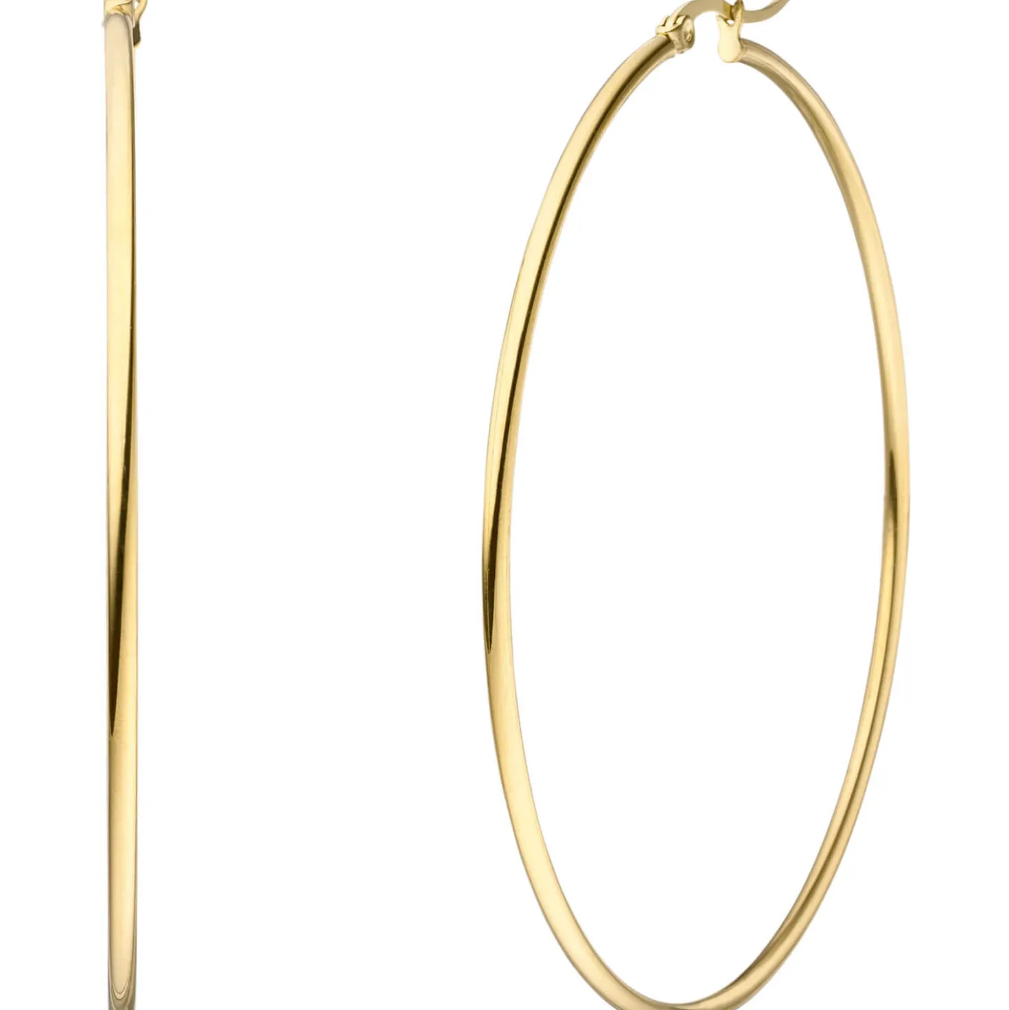 Paar große Creolen 70x2mm aus Edelstahl gold-farben rund glänzend