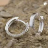 Paar kleine Creolen Ohrringe 13x2mm mit Zirkonia seitlich 925 Silber Kinder