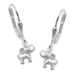 Paar kleine Ohrhänger Ohrringe mit Elefanten 21x7mm 925 Silber glänzend Kinder