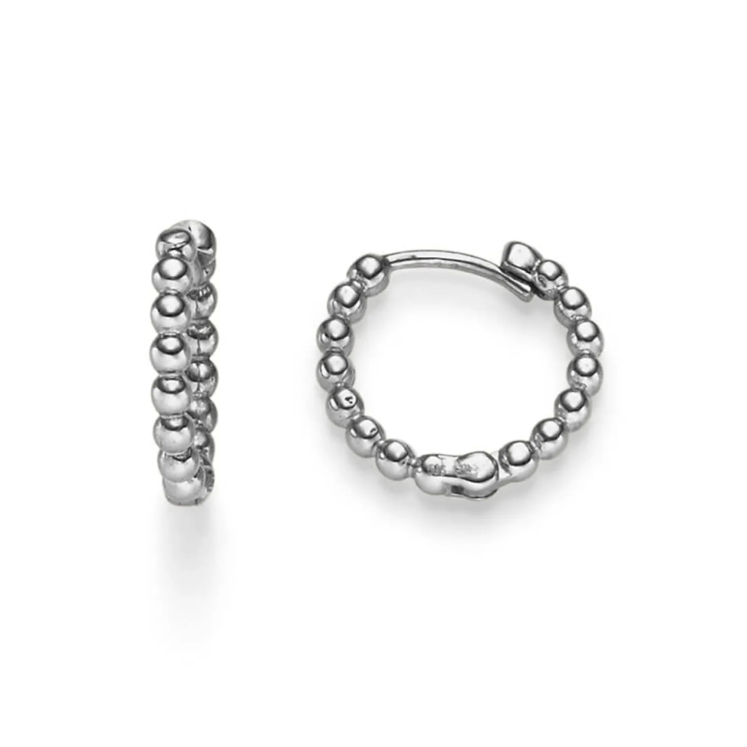 Paar kleine Ohrringe Creolen Kügelchen 12,5x2mm 585 Gold Weißgold Ohrschmuck