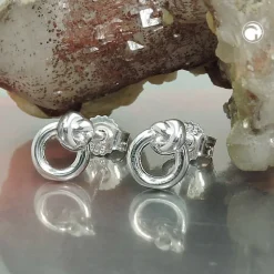 Paar kleine Ohrstecker Ohrringe 7x6mm Kreis mit Knoten aus 925 Silber