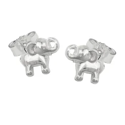 Paar kleine Ohrstecker Ohrringe 6x7mm mit Elefanten 925 Silber glänzend Kinder