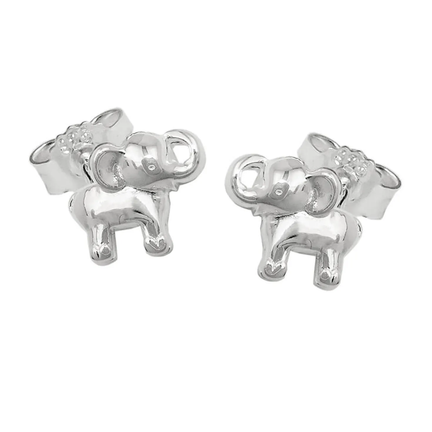 Paar kleine Ohrstecker Ohrringe 6x7mm mit Elefanten 925 Silber glänzend Kinder