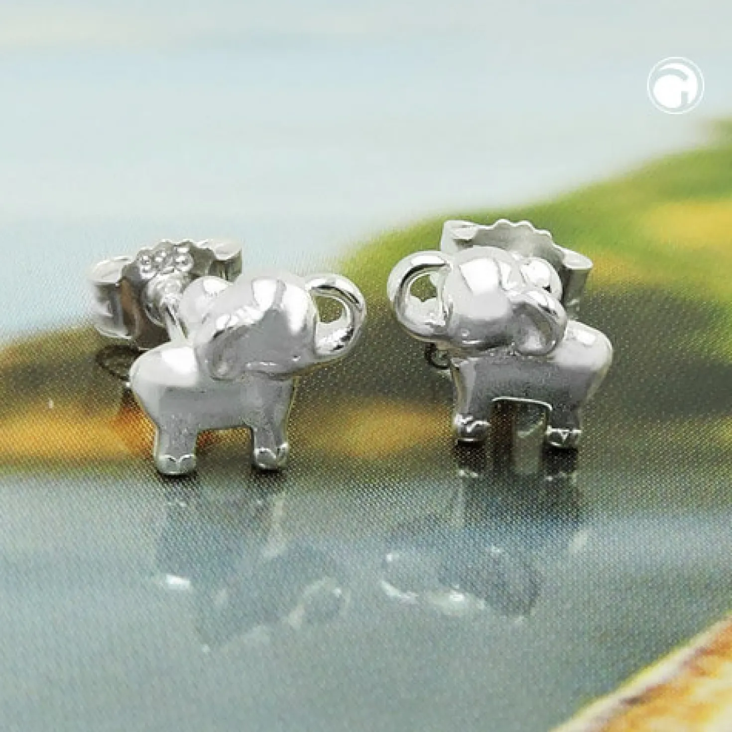 Paar kleine Ohrstecker Ohrringe 6x7mm mit Elefanten 925 Silber glänzend Kinder