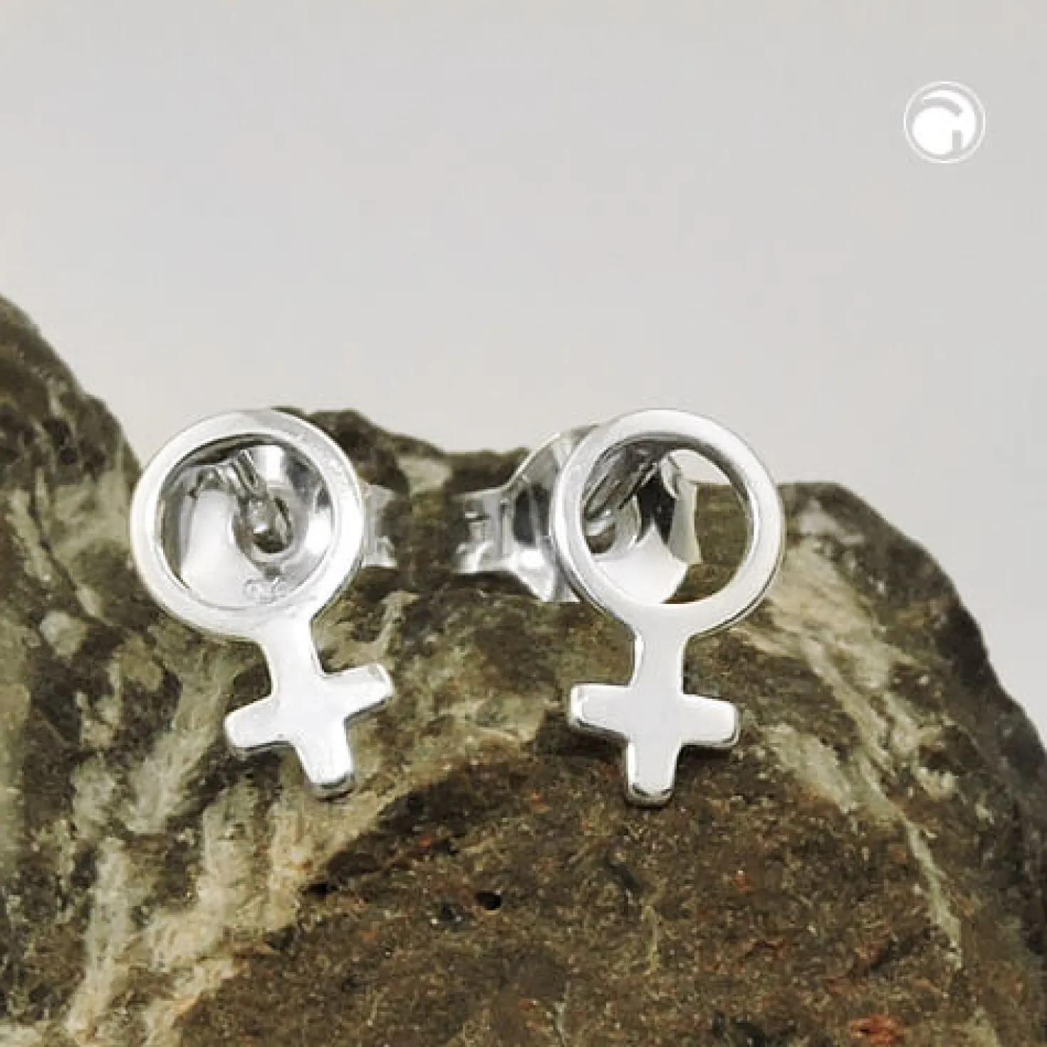 Paar kleine Ohrstecker 9x5mm Symbol Weiblichkeit 925 Silber glänzend schlicht