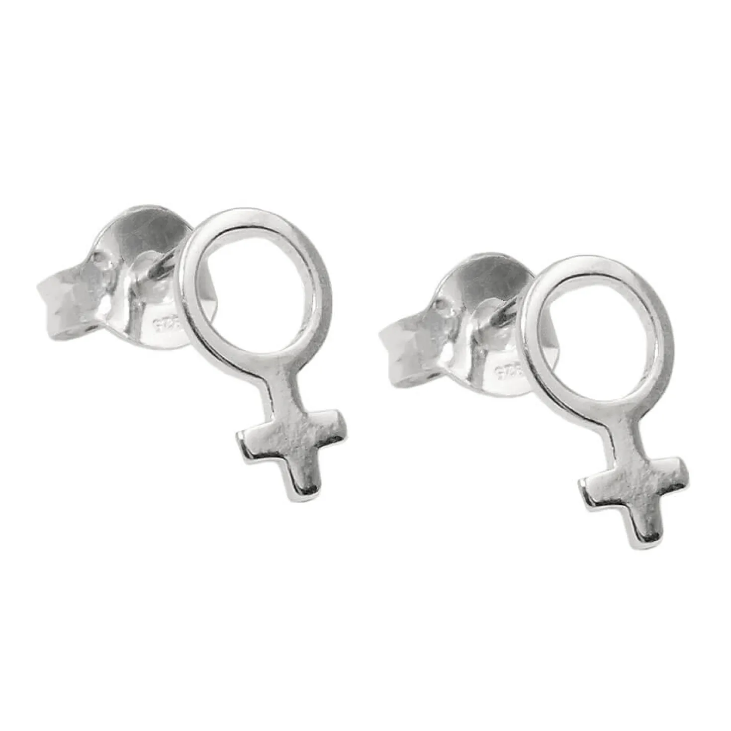 Paar kleine Ohrstecker 9x5mm Symbol Weiblichkeit 925 Silber glänzend schlicht