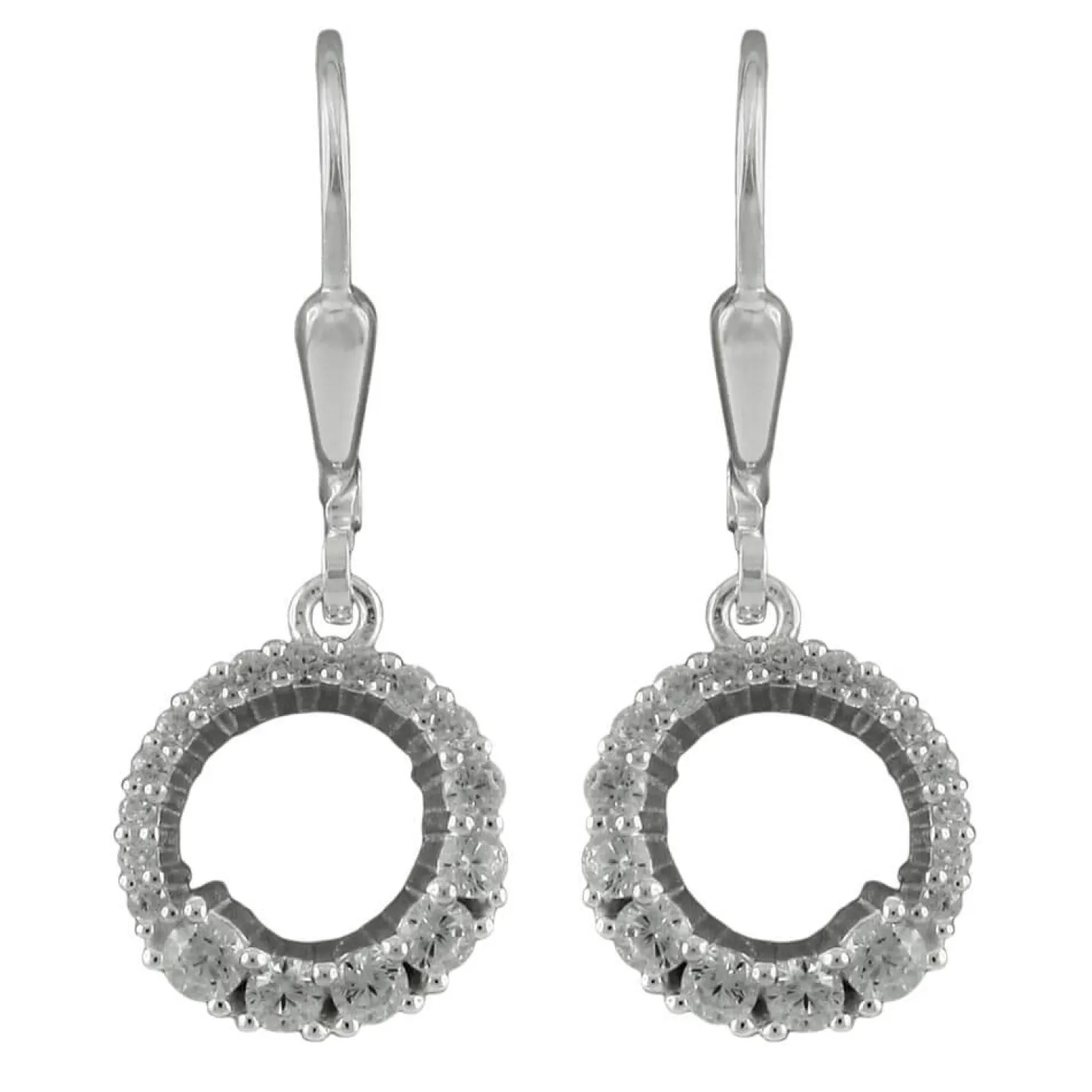 Paar Ohrhänger Ohrringe 26x10mm Kreise mit Zirkonia 925 Silber