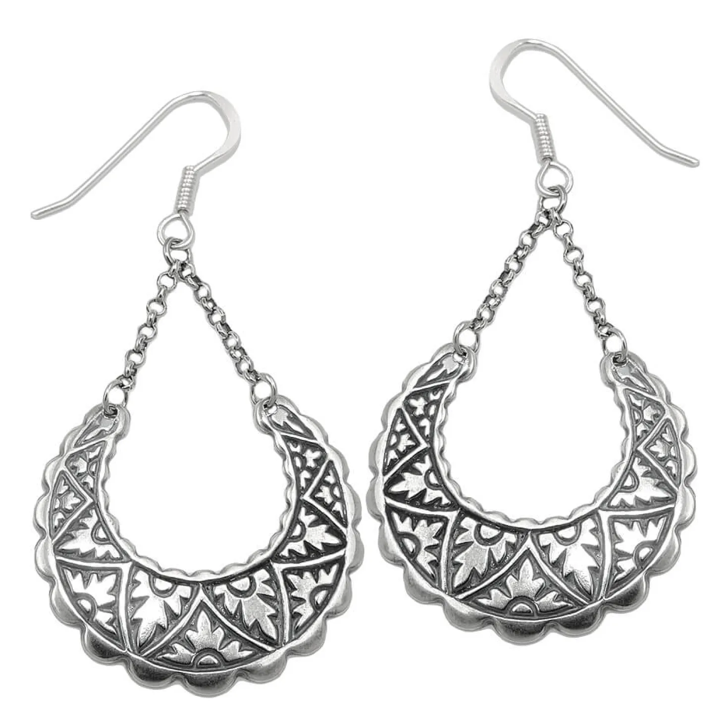 Paar Ohrhänger Ohrringe 53x25mm Orient Muster 925 Silber geschwärzt