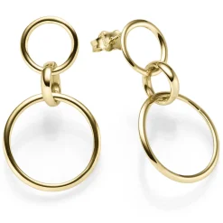Paar Ohrhänger 3 Ringe 31x17,5mm aus 585 Gold Gelbgold Ohrringe Ohrschmuck