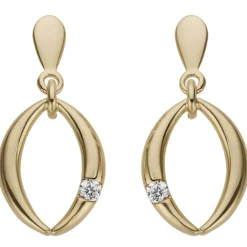 Paar Ohrhänger 9,6x19,7mm aus 585 Gelbgold mit Brillanten 0.07Ct oval