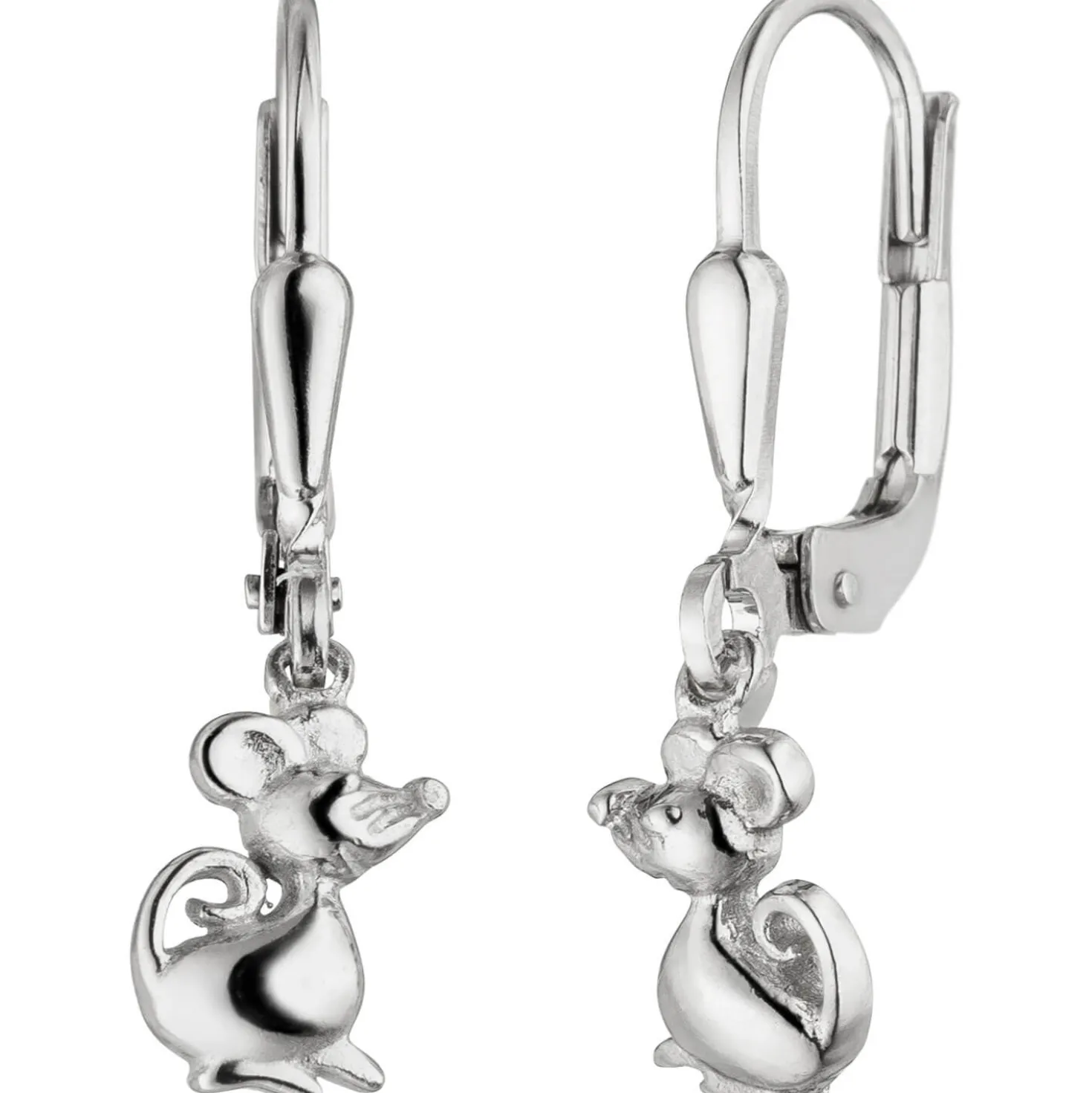 Paar Ohrhänger 6,3x22,8mm Maus Mäuse aus 925 Silber Ohrringe Ohrschmuck Kinder