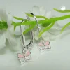 Paar Ohrhänger 19x6mm Schmetterlinge rosa lackiert Zirkonia 925 Silber Kinder